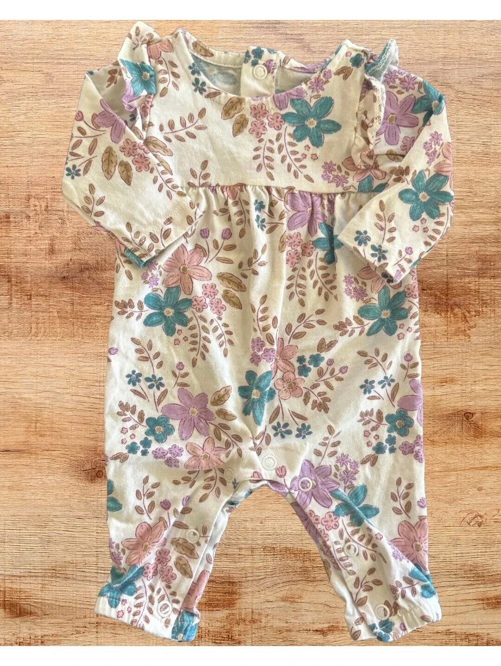 Carter's Floral Baby Girl Romper 100% Cotton Long Sleeve One Piece